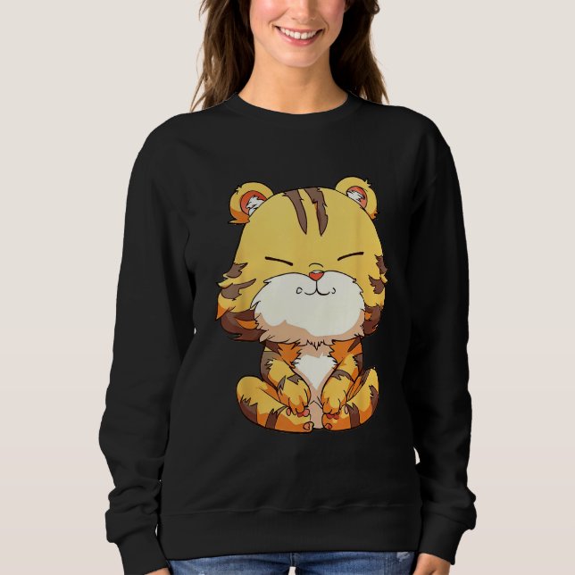 Fluffy Tiger Zen  Pamper Yourself Sweatshirt (Front)