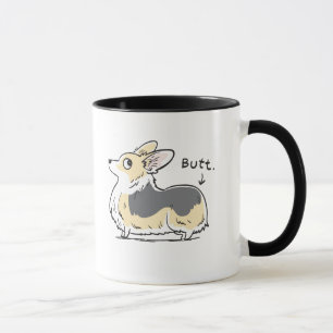 Fluffy Tri-Colour Pembroke Corgi Butt Mug