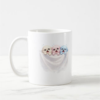 Fluffy Trio in Panic – Cute Pastel Creatures  Coffee Mug
