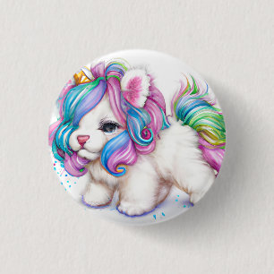 Fluffy Unicorn Puppy 3 Cm Round Badge