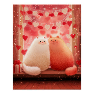 Fluffy Valentine's Cats Poster