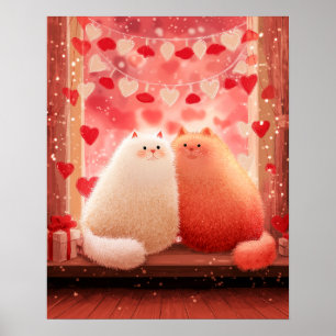 Fluffy Valentine's Cats Poster