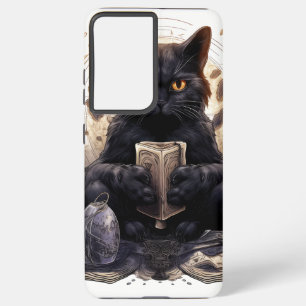 FLUFFY WATERCOLOR BLACK KITTEN WITH CARDS SAMSUNG GALAXY CASE