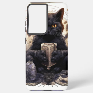 FLUFFY WATERCOLOR BLACK KITTEN WITH CARDS SAMSUNG GALAXY CASE