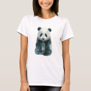 Fluffy Watercolor Giant Panda Portrait Women T-Shirt