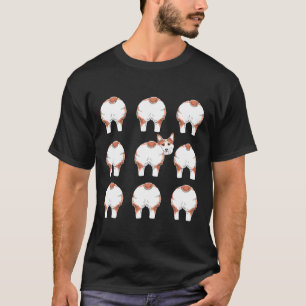 Fluffy Welsh Corgi Butt Pattern Dog Bum Pet T-Shirt