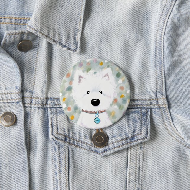 Fluffy Westie Impressions Button (In Situ)