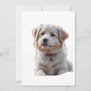 Fluffy White and Tan Puppy Portrait Invitation