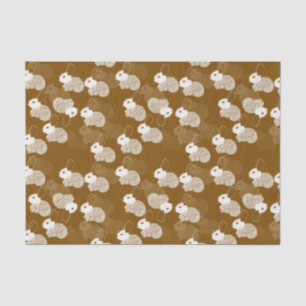 Fluffy White Bunnies on Brown Tissue Paper
