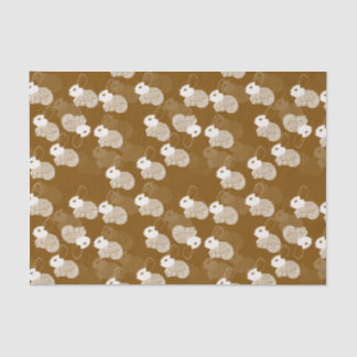 Fluffy White Bunnies on Brown Tissue Paper