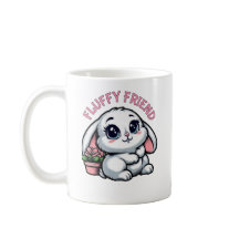 Fluffy White Bunny with Plant Pot