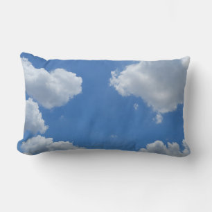 fluffy white cloud on blue sky background lumbar cushion