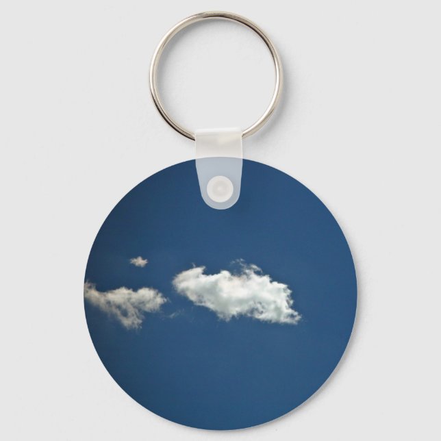 Fluffy white cloud on deep blue sky key ring (Front)