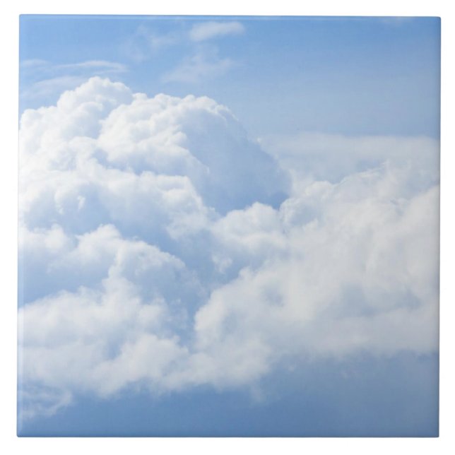 Fluffy White Clouds Ceramic Tile (Front)