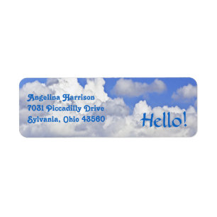 FLUFFY WHITE CLOUDS IN BLUE SKY RETURN ADDRESS LAB LABEL