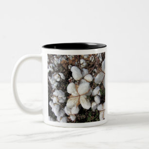 Fluffy White Cotton Bolls Two-Tone Coffee Mug