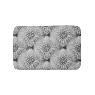 Fluffy White Dandelion Flowers Nature Pattern Bath Mat