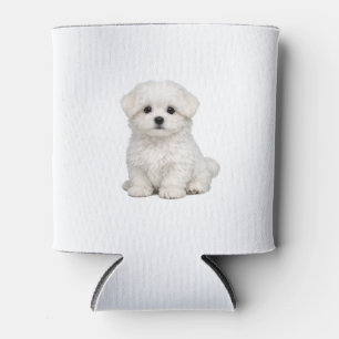 Fluffy White Maltese Puppy Portrait Cute Dog Lover Can Cooler