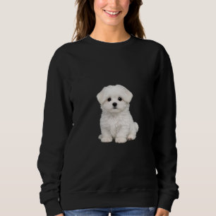 Fluffy White Maltese Puppy Portrait Cute Dog Lover Sweatshirt