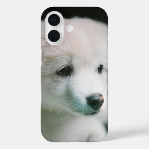 "Fluffy White Puppy Charm" iPhone 16 Case