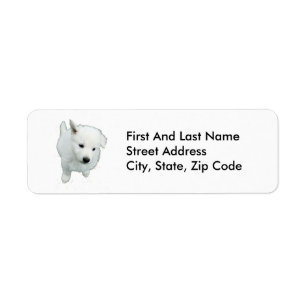 Fluffy White Puppy Photograph Return Address Label