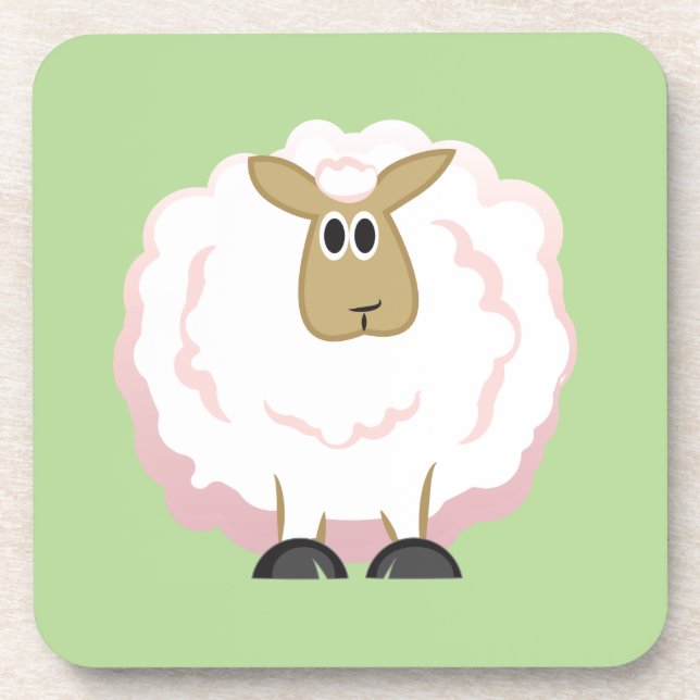 Fluffy White Sheep Coaster (Front)