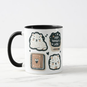 Fluffy White Sheep - "Deep Thoughts Later" Cute  Mug