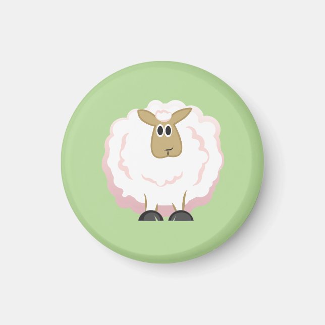 Fluffy White Sheep Magnet (Front)