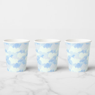Fluffy White Sky Blue Textured Clouds Paper Cups