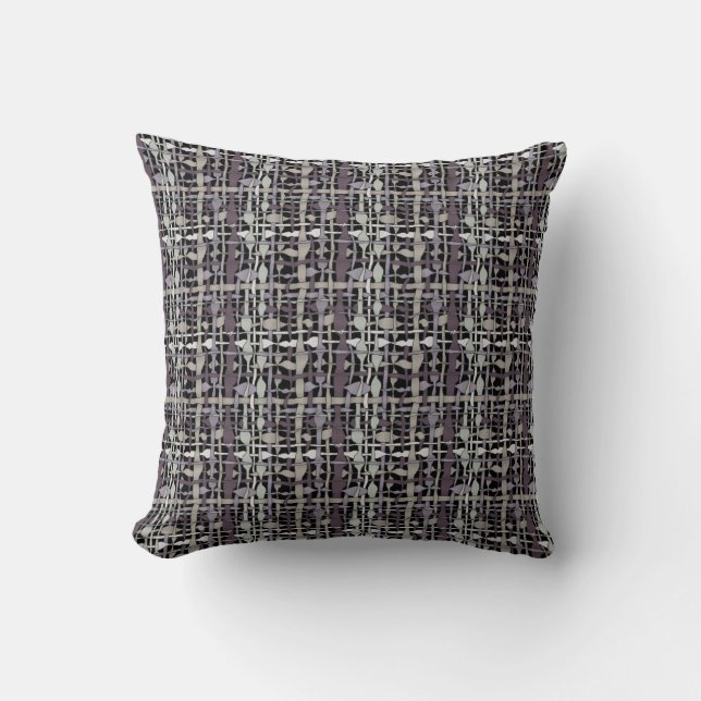 Fluffy Woven Fabric Graphic Grey Cushion (Front)