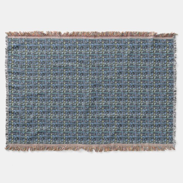Fluffy Woven Graphic Strings Blue Throw Blanket (Front)