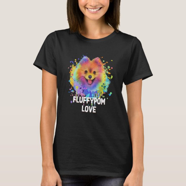 Fluffypom Love Pomeranian Humor Pom Pom Animal Pun T-Shirt (Front)