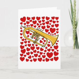 Flugelhorn With Hearts Valentines Anniversary Card