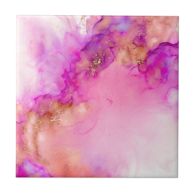 Fluid Abstract Alcohol Ink |  Ceramic Tile (Front)