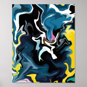 Fluid Abstract Art with Vibrant Colour Flow Poster