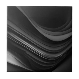  "Fluid Abstract Black and White Ceramic Tile" Tile