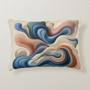 Fluid Abstract Flow – Earth & Blue Ribbon Art Decorative Cushion
