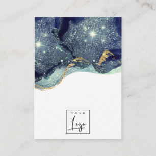 Fluid Abstract Gold Navy Glitter Earring Display Business Card