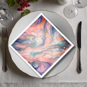 fluid abstract in pastel blues napkin
