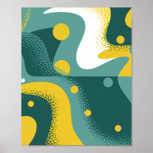 Fluid Abstract Shapes with Green and Yellow Hues Poster