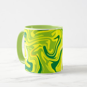 Fluid Abstract Swirls in Yellow and Green Mug