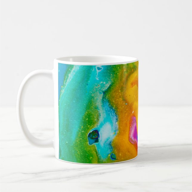 Fluid Art. Abstract colourful background, wallpape Coffee Mug (Left)