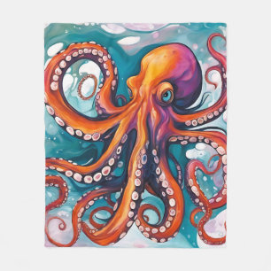 Fluid Art Abstract Octopus Fleece Blanket