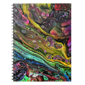 Fluid art abstract purple blue green red green notebook
