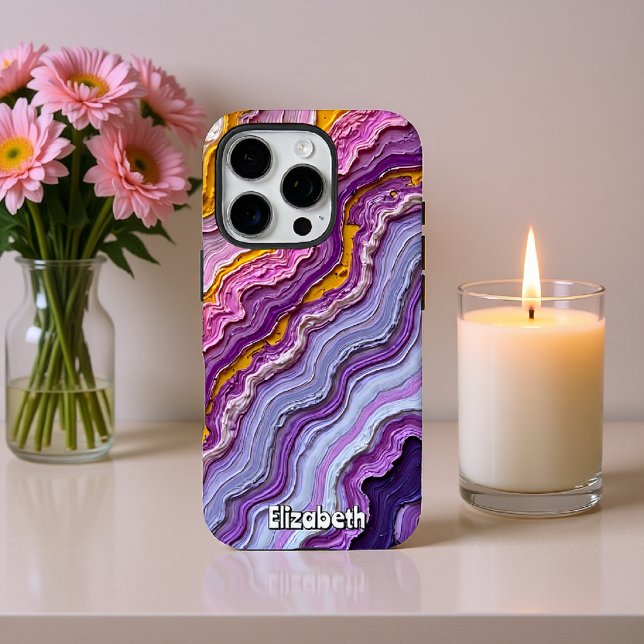 Fluid Art Amethyst and Gold Case-Mate iPhone Case (Creator Uploaded)
