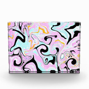 Fluid Art Cotton Candy Pink, Teal, Black and Gold Photo Block