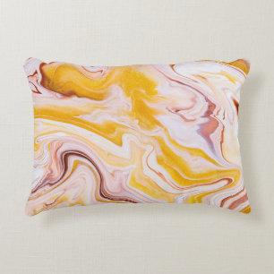 Fluid art: iridescent abstract texture. decorative cushion