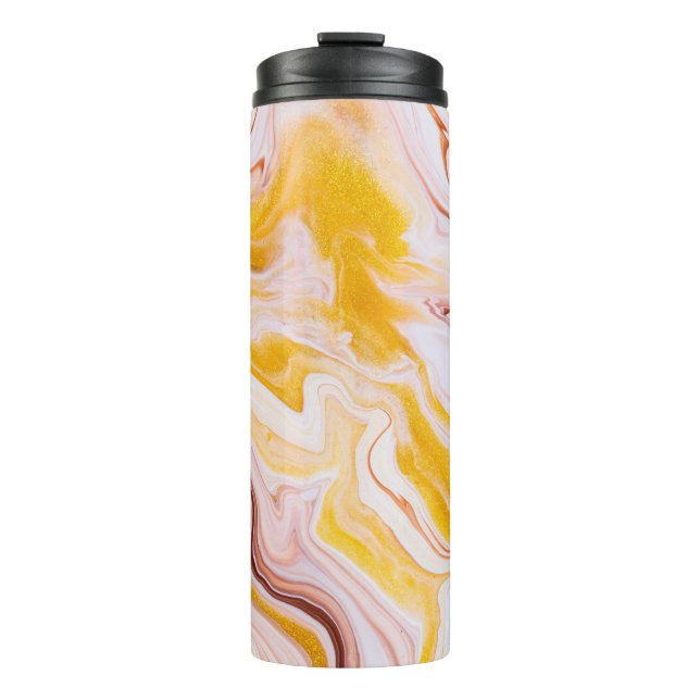 Fluid art: iridescent abstract texture. thermal tumbler (Front)