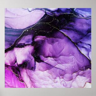 Fluid Art: Purple and Gold Luxury Poster