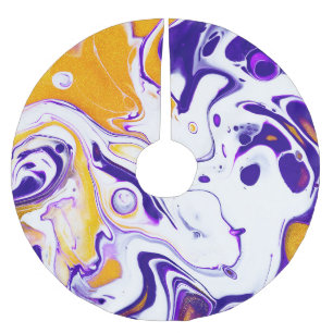 Fluid art texture: swirling paints. brushed polyester tree skirt